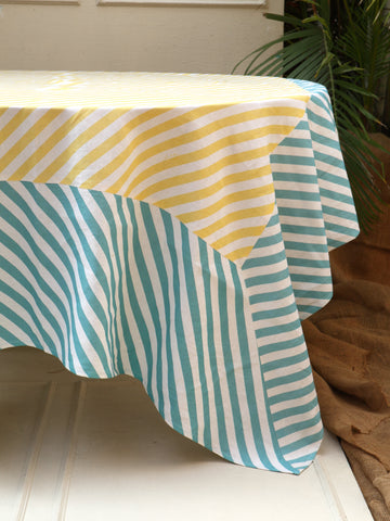 DISHASTRIPE Mango Mint Linen Cotton Tablecloth