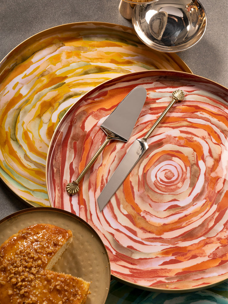 Buy Cinnabon Red Abstract Round Platter