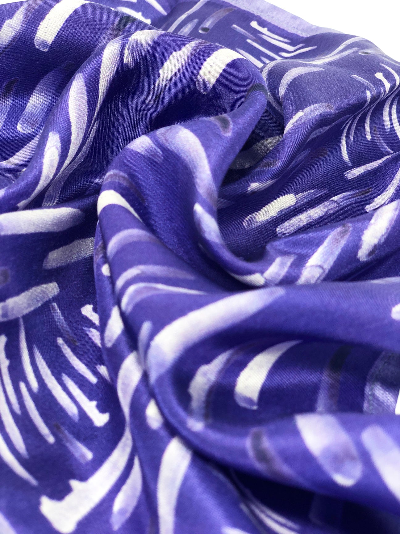 Violet Colour Story Stripes Printed Pure Silk Pocket Square.